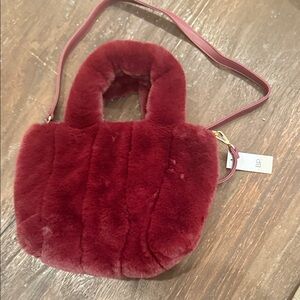 BP Deep Red Faux Fur Shoulder Bag